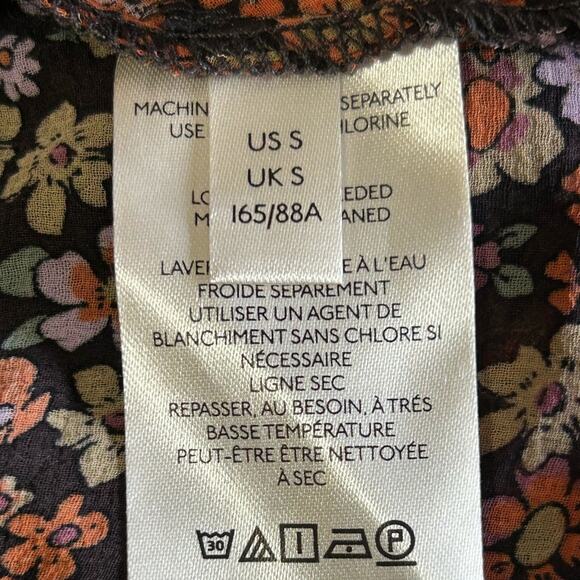 Free people Bonnie chiffon mini shirt dress Floral Button-Up Dress brown size S - Picture 7 of 10